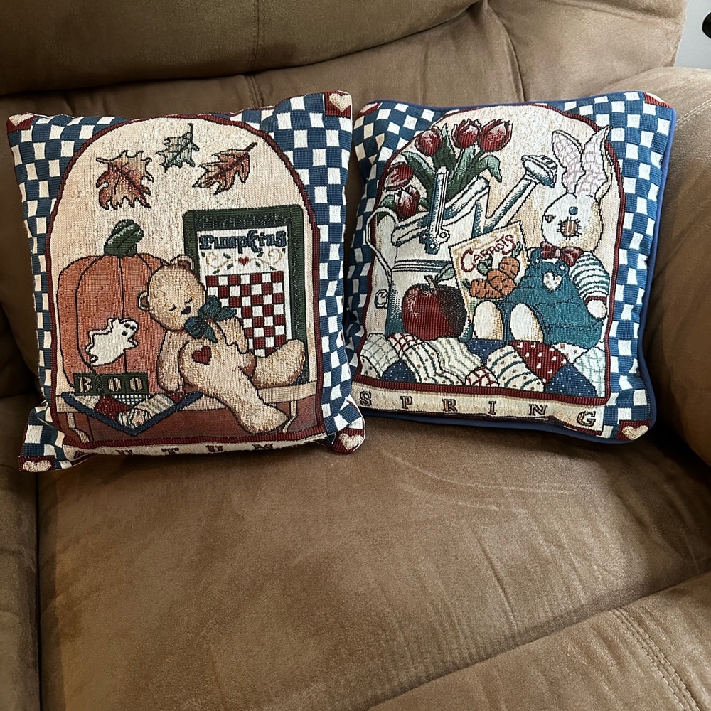 Seasonal Decorative Throw Pillows - 11 by 11 Inches